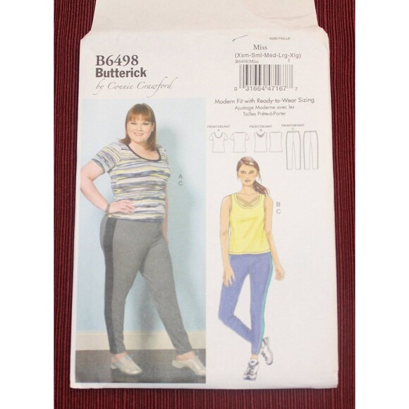 Work Out Sewing Pattern, Exercise Top, Pants, Butterick 6498, Connie Crawford - Picture 1 of 4